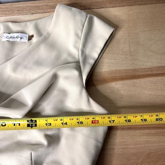 Calvin Klein Sheath Dress Size 6 Color Block Stretch Asymmetrical Neckline - Picture 10 of 12